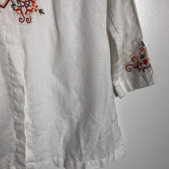 100% Linen Embroidered Top SzM - Picture 4 of 5